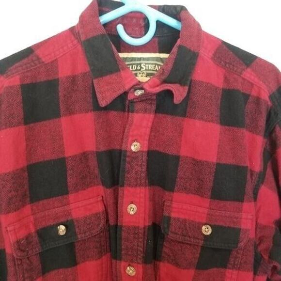 Field & Stream Mens Heavyweight Flannel Shirt Size L/XL Buffalo Plaid Lumberjack - Picture 2 of 6